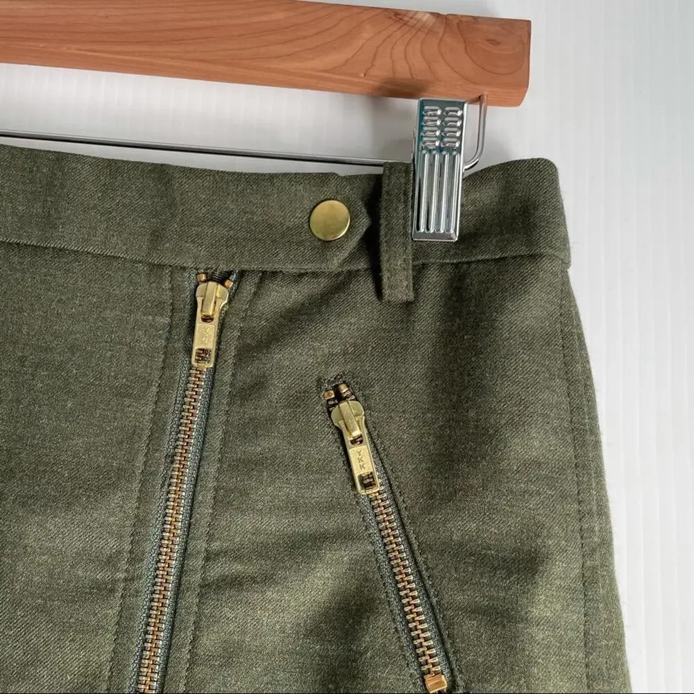 J. crew motorcycle mini front zip skirt gold zipper pockets - Picture 3 of 6